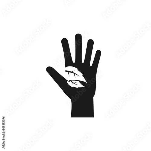Leaf, Eco friendly hands icon. Vector illustration, flat design