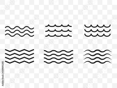 Wave icon set background. Vector illustrations. Flat design.