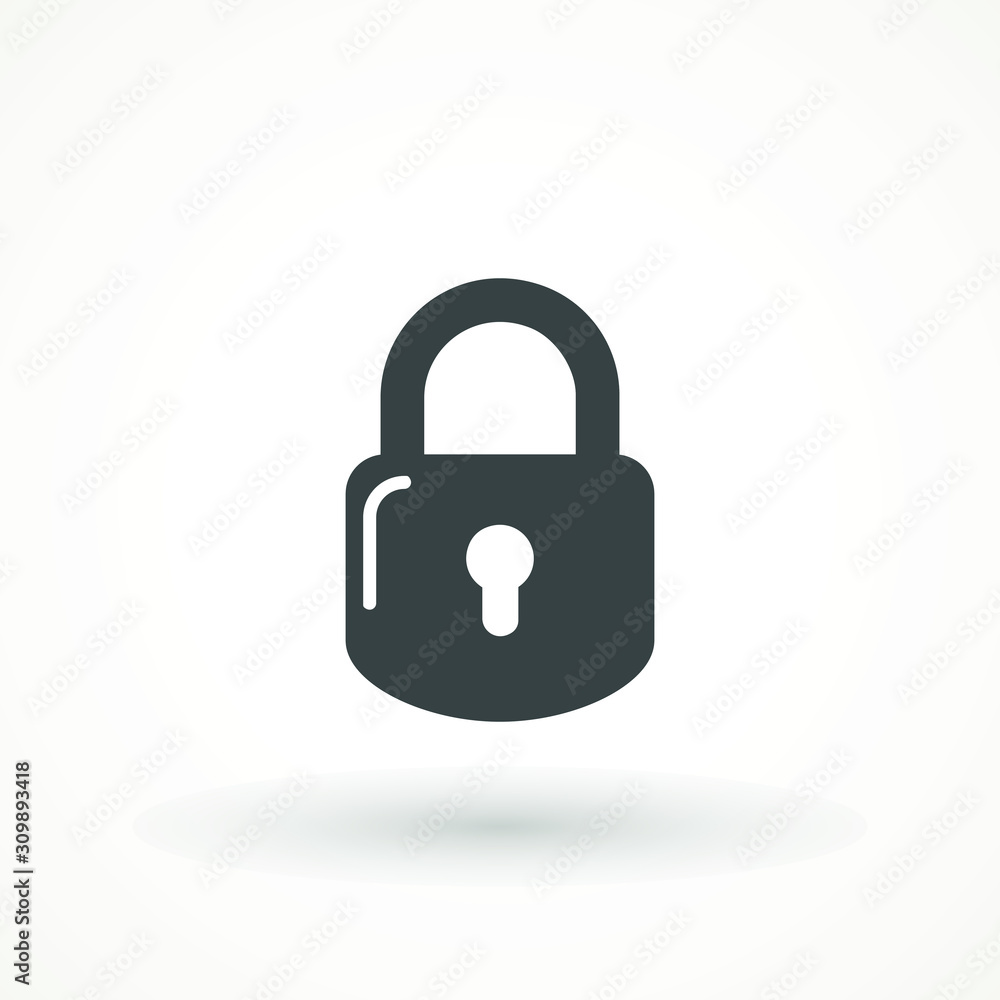 Padlock icon template. Lock icon Silhouette padlock for applications, sites. Private access, restricted access. Security symbol vector sign isolated on white Padlock icon template. Lock icon Silhouette padlock for applications, sites. Private access, restricted access. Security symbol vector sign isolated on white