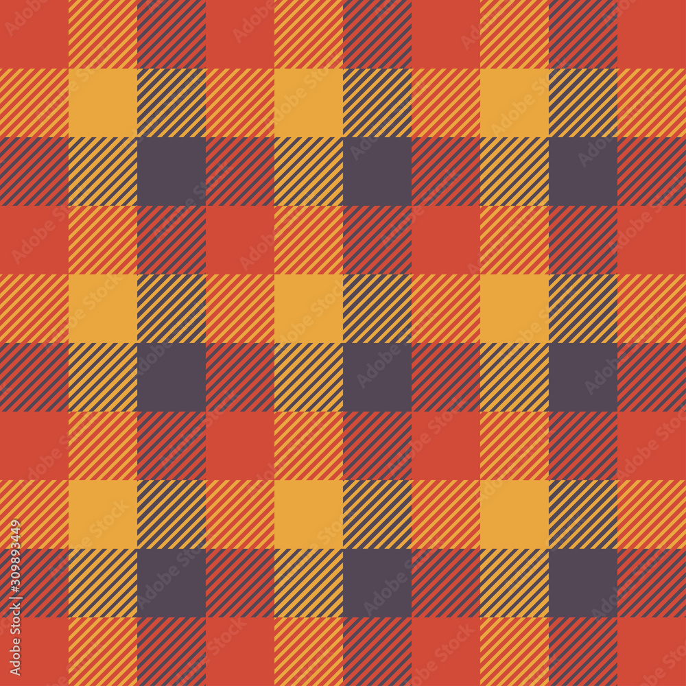Scottish plaid orange seamless checkered vector pattern. Scottish plaid orange seamless checkered vector pattern.