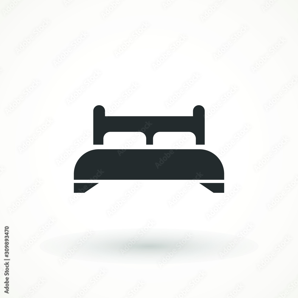 interior furniture household bed icon vector Double hotel room Motel bed icon