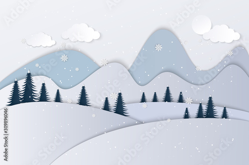 Views of the house in winter. Art paper and crafts