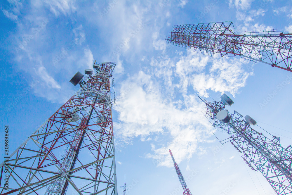 custom made wallpaper toronto digitalTelecommunication mast TV antennas in the afternoon ,on the hill blue sky with cloud bright at Phuket Thailand.