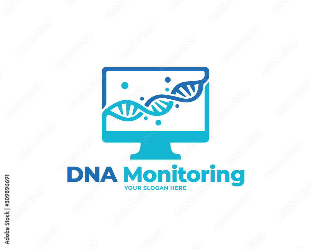 dna monitoring logo vector, health logo design concept