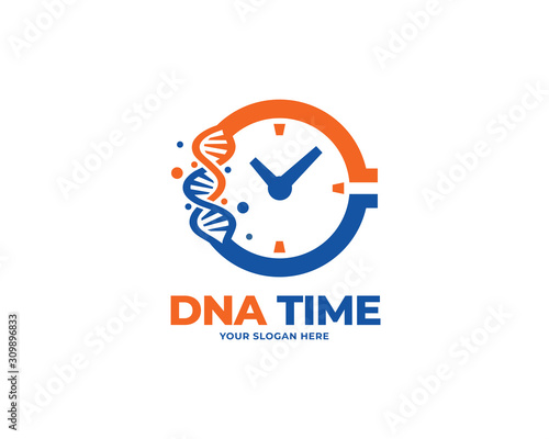 dna time design logo vector, education logo design