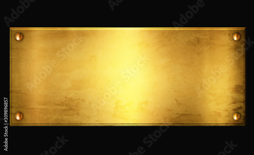 Gold plaque on a black background photo