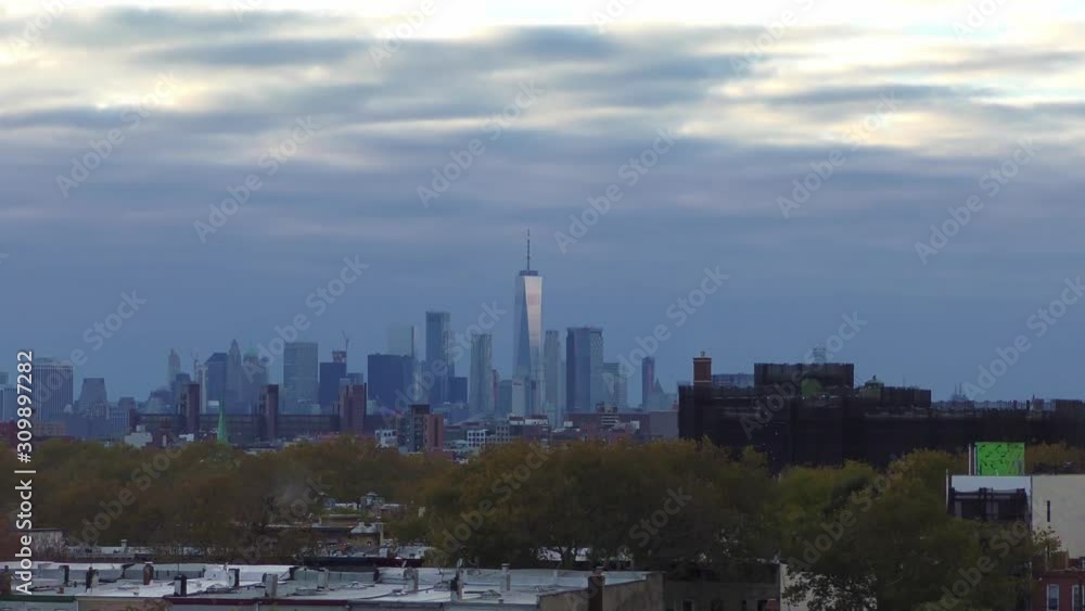 Manhattan skyline, as seen from a rooftop in Brooklyn, New York, 29th October 2018 Manhattan skyline, as seen from a rooftop in Brooklyn, New York, 29th October 2018