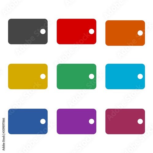 Price tag color icon set isolated on white background
