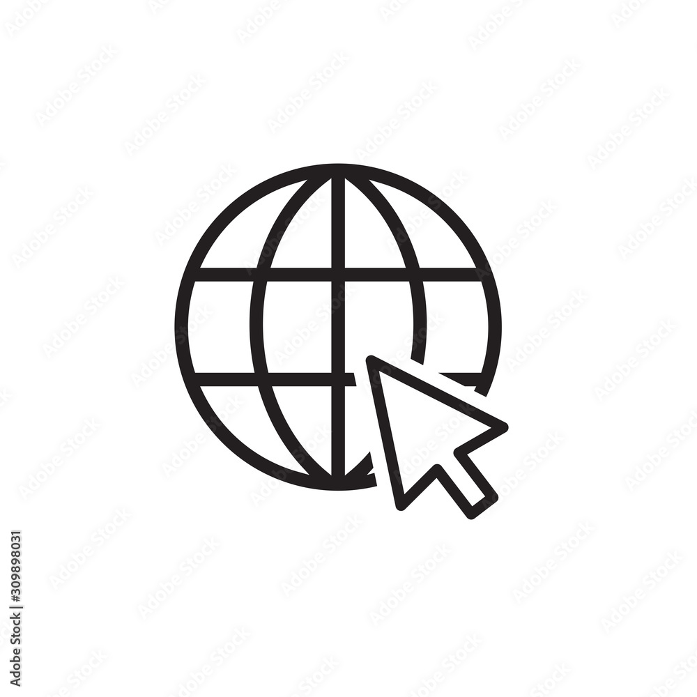 World website arrow cursor icon symbol vector illustration World website arrow cursor icon symbol vector illustration