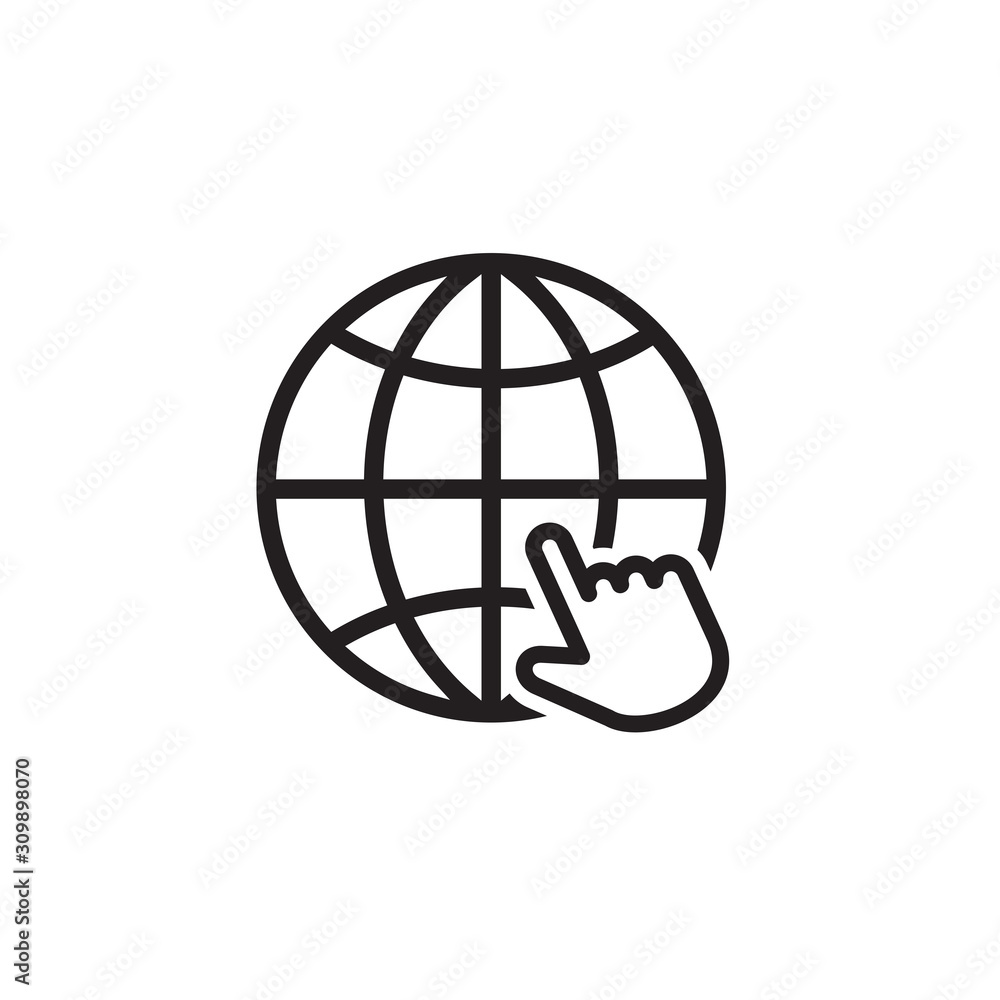 World website hand cursor icon symbol vector illustration World website hand cursor icon symbol vector illustration