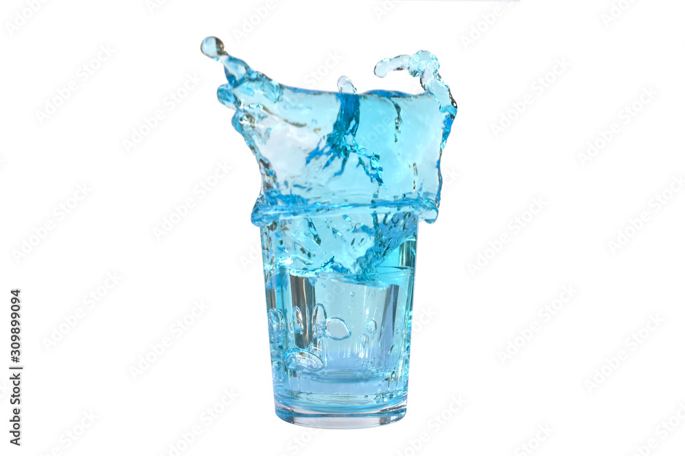 Water splashes in a glass of water isolated white background Water splashes in a glass of water isolated white background