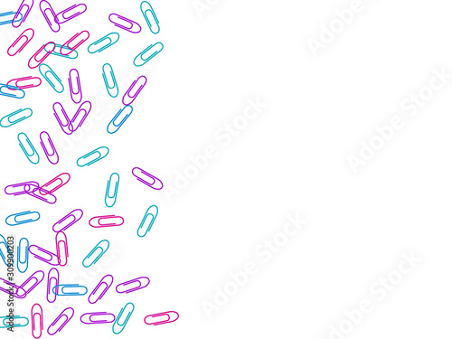 Stationary paperclips isolated on white background