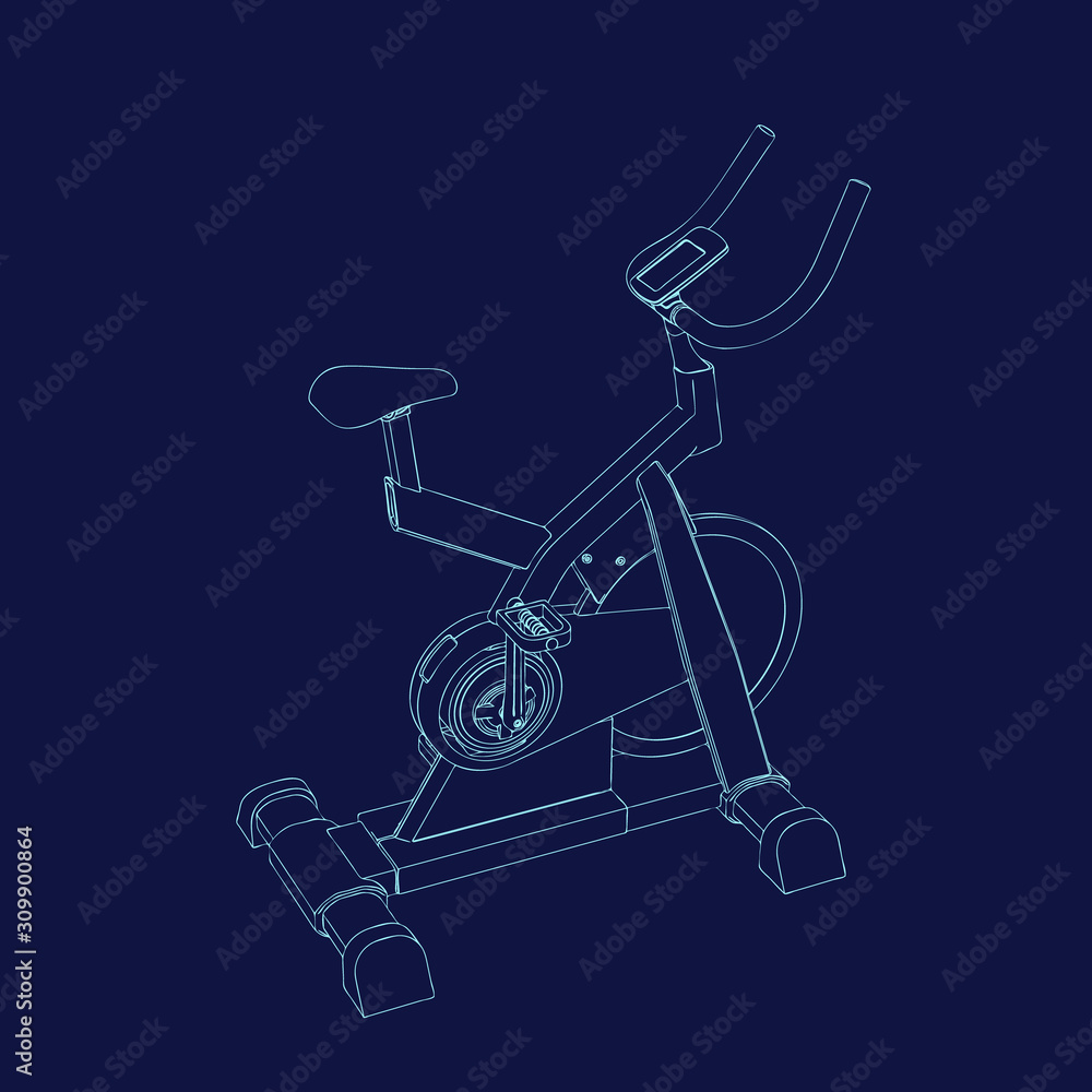 Bicycle exercise machine. Vector outline illustration. Bicycle exercise machine. Vector outline illustration.