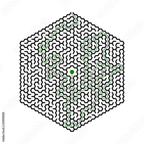 Hexagon maze with solution....