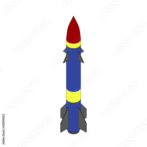 Military missile. 3d Vector outline illustration.