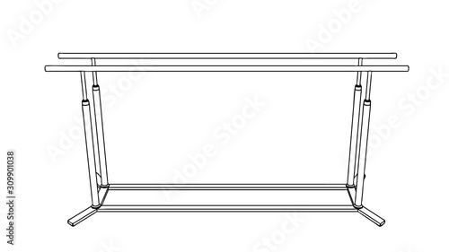 Parallel bars. Vector outline illustration. Front view.