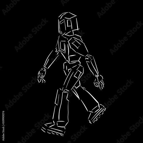 Robot character walking. Ha...