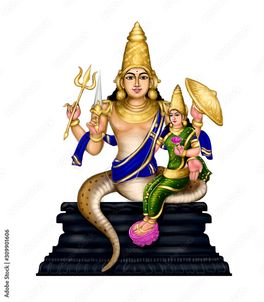 Lord Rahu (Uranus) with his wife Stock Illustration | Adobe Stock
