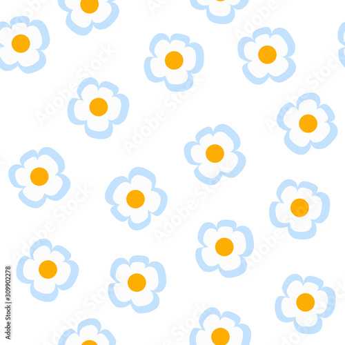 Vector seamless Daisy pattern on white background