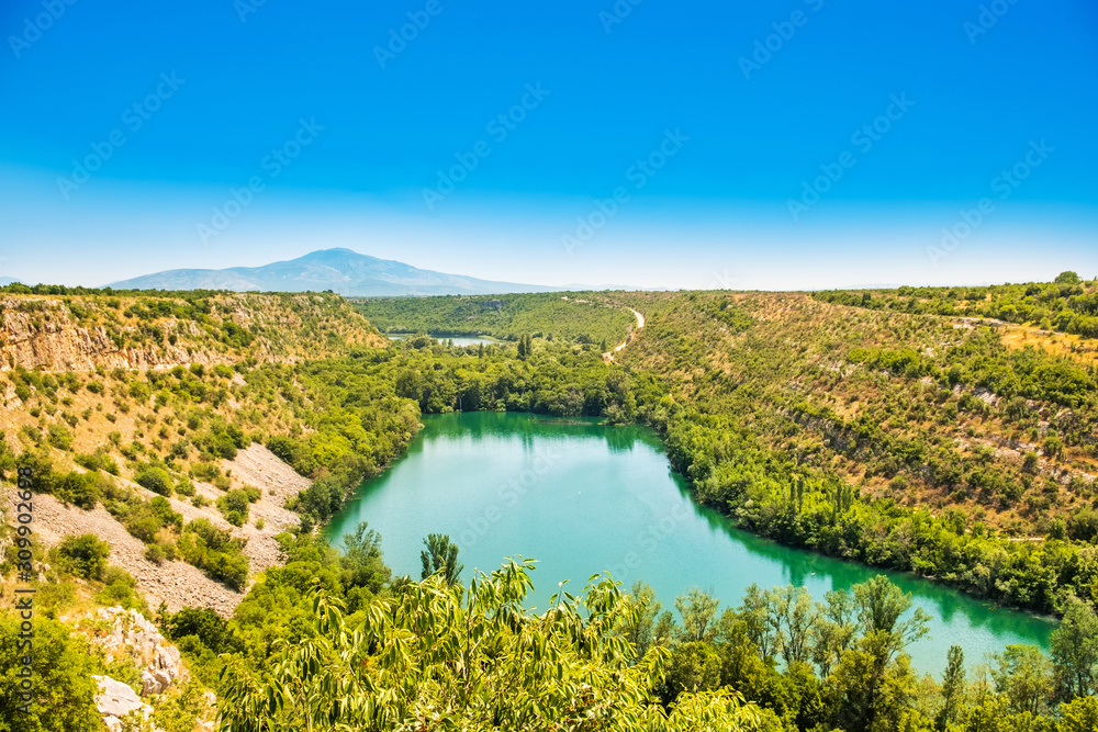 Beautiful nature landscape, canyon of Krka river in Dalmatia, Croatia