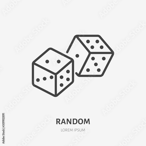 Dice cubes line icon, vector pictogram of craps game. Lucky chance illustration, casino gambling sign