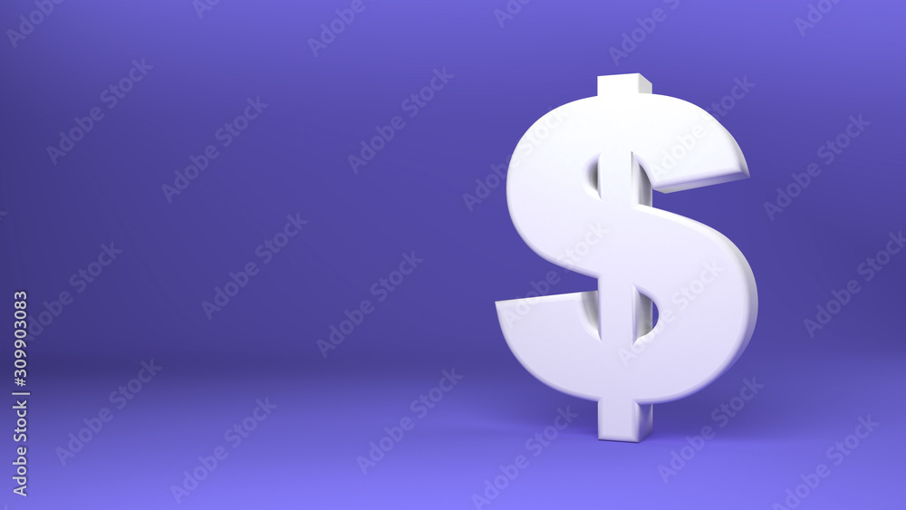 White 3d dollar sign isolated on purple background perfect for presentations White 3d dollar sign isolated on purple background perfect for presentations