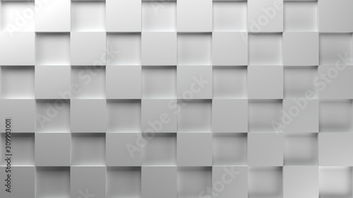 Abstract checkered background texture, 3d render, white