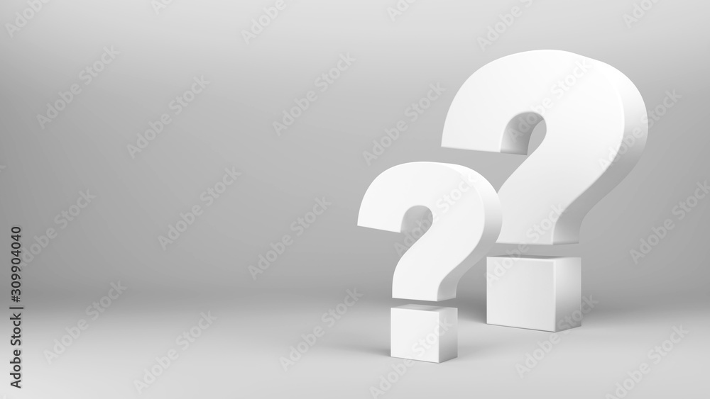 Two white question marks on white background Two white question marks on white background