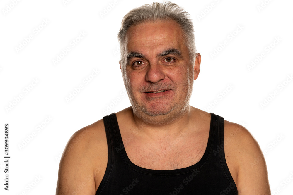 smiling unshaven middle aged man with short gray hair smiling unshaven middle aged man with short gray hair