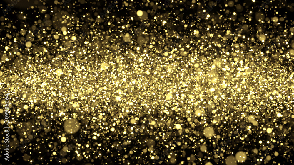 Christmas Background Golden Glitters - 3D Rendered Shining Sparkles
