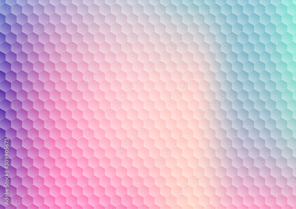 Fototapeta premium Abstract gradient vibrant color hexagon pattern background and texture.