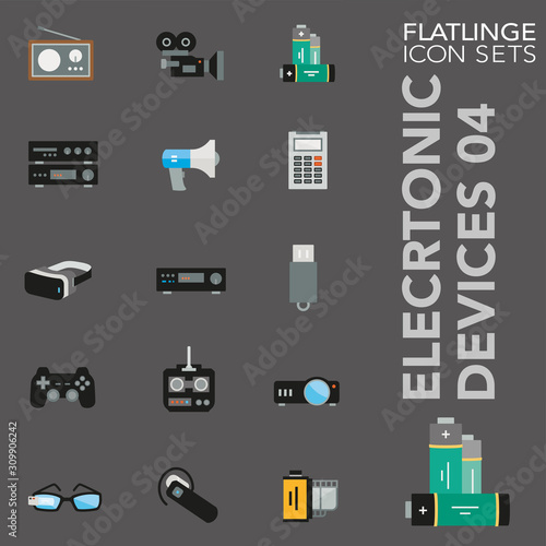 High quality colorful icons of electronic device. Flatlinge are the best pictogram pack, unique design for all dimensions and devices. Vector graphic, Logo, symbol and website content.