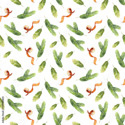 Watercolor Christmas mulled wine seamless pattern. Merry Christmas and Happy New Year holiday illustration.