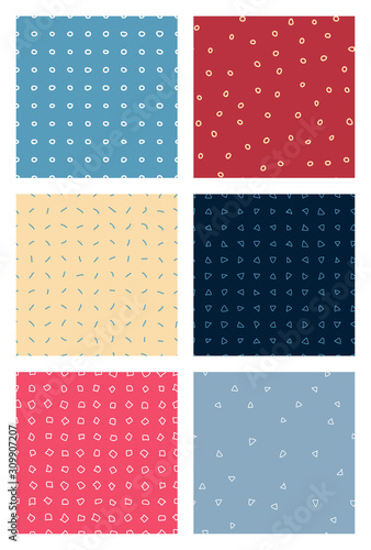 Abstract hand drawn color seamless patterns set