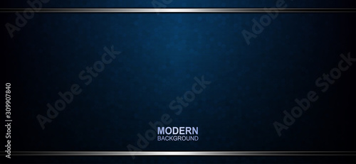 Textural dark blue background with mosaic, shiny stripes in a metallic hue