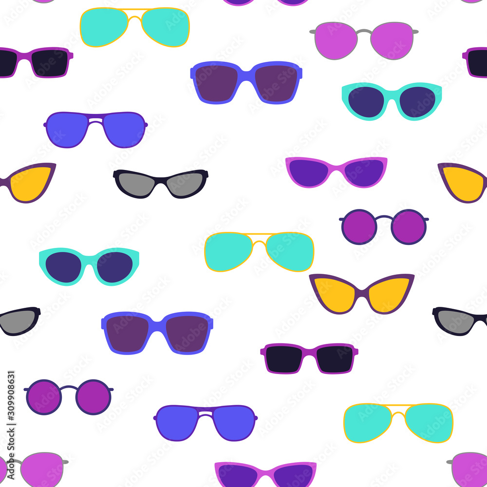 Seamless pattern with stylish sunglasses.