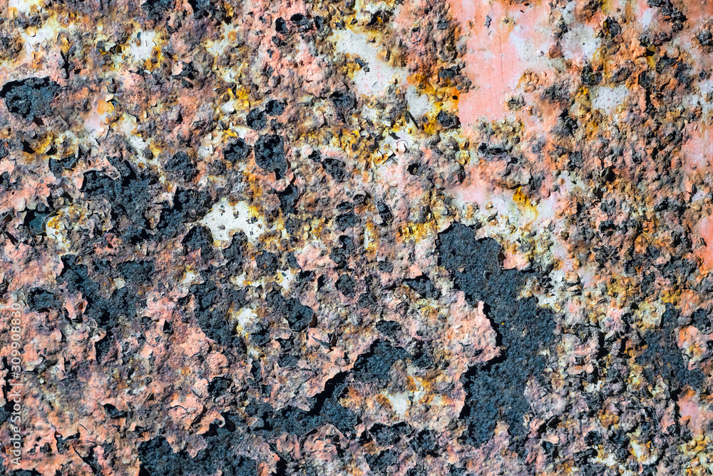 Rusty metal wall with cracked paint, background texture Rusty metal wall with cracked paint, background texture