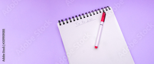 To-Do list, new year's resolution banner, 2020! purple background can fit with text