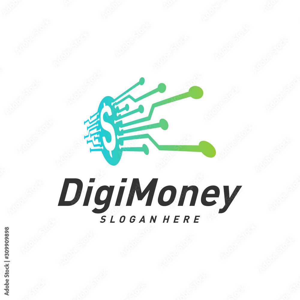 Digital money logo design concept vector, Simple Money Technology logo template, Icon Symbol, Creative design Digital money logo design concept vector, Simple Money Technology logo template, Icon Symbol, Creative design