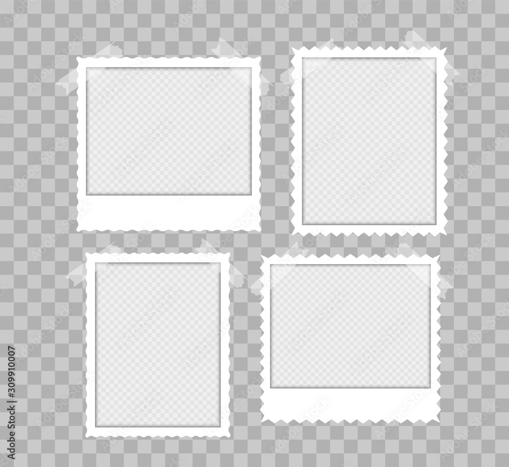 Photo Frame Template for your photos. Photo frame with adhesive tape. Blank White picture frames on transparent background for gallery. Empty mockup for website, advertising, interior, simple image Photo Frame Template for your photos. Photo frame with adhesive tape. Blank White picture frames on transparent background for gallery. Empty mockup for website, advertising, interior, simple image