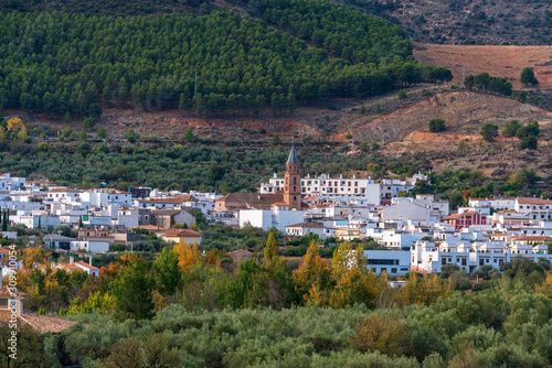 The town of La Alpujarra de Fondon, with its typical church tower