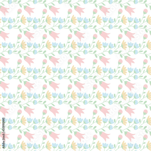 Seamless pattern with wildflowers in pastel colors. Summer floral background. Vector illustration EPS10