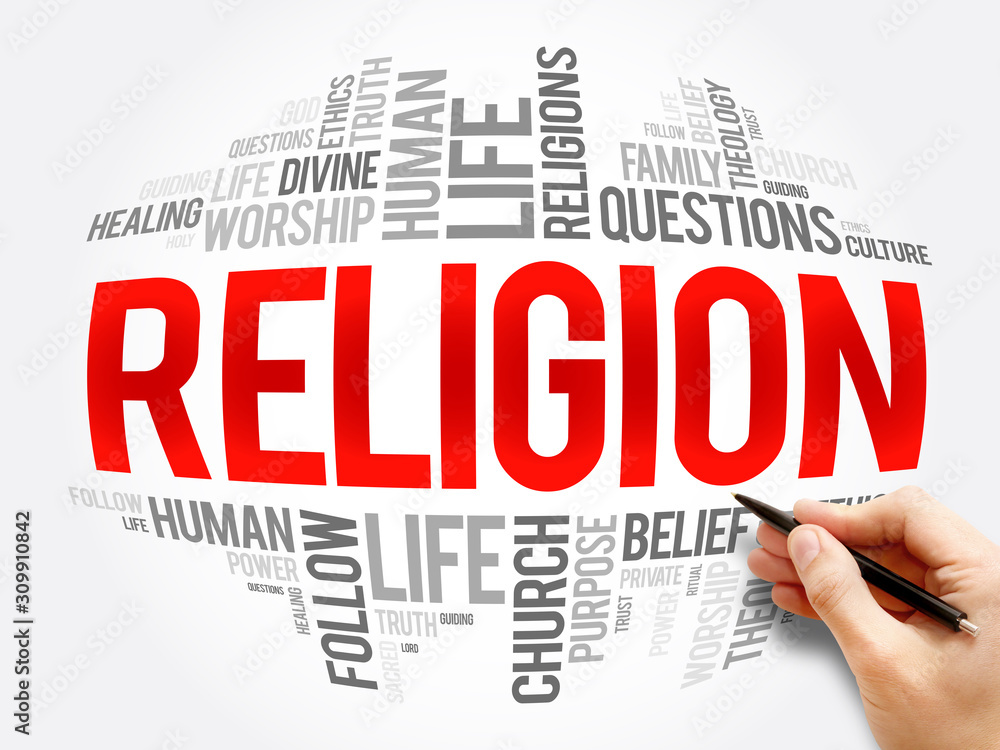Religion word cloud collage, concept background Religion word cloud collage, concept background