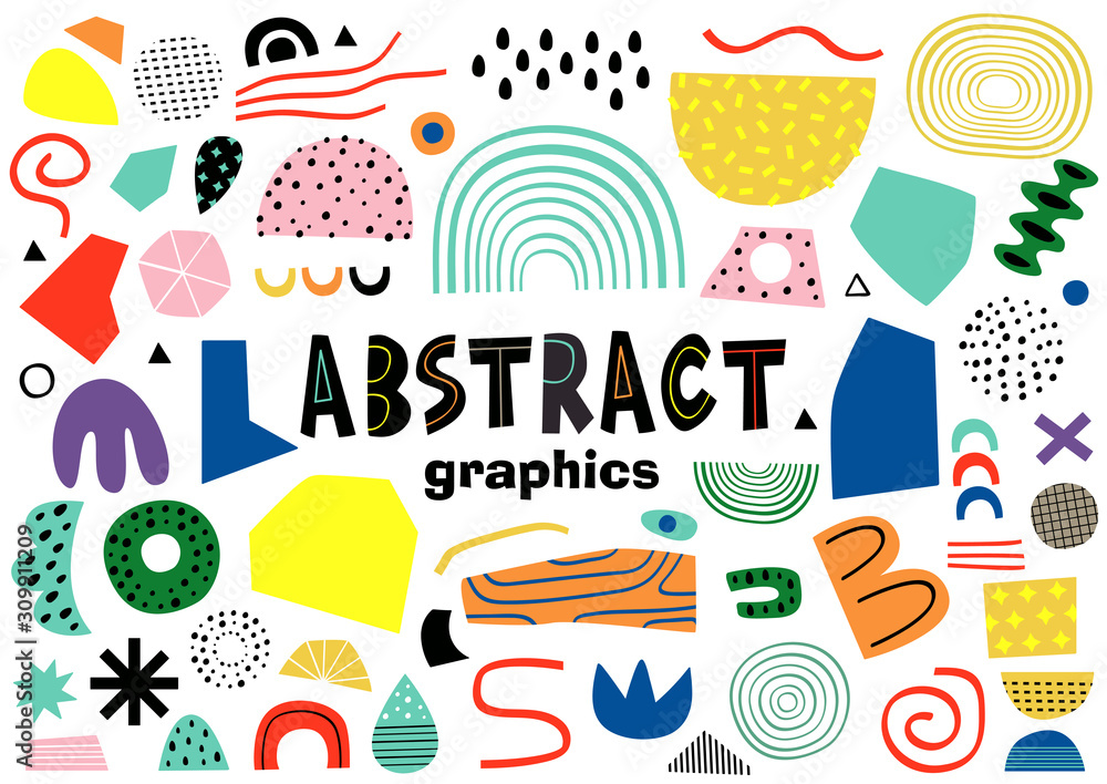 set of isolated abstract elements    - vector illustration, eps     - obrazy, fototapety, plakaty 