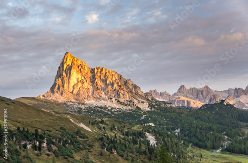 Summer mountain landscape near Cinque Torri Dolomite Alps Italy