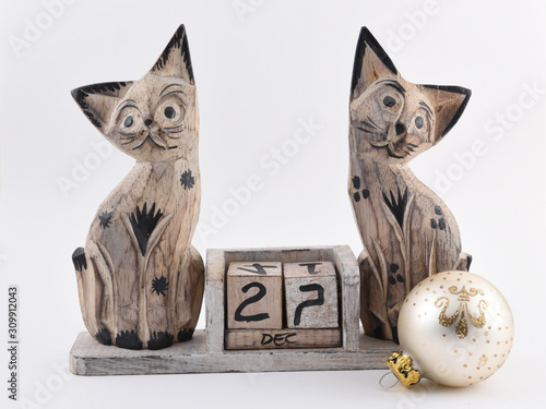 Photography holzkalender katzen mit weihnachtskugel