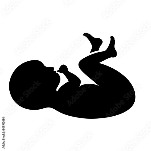 Newborn baby vector silhouette