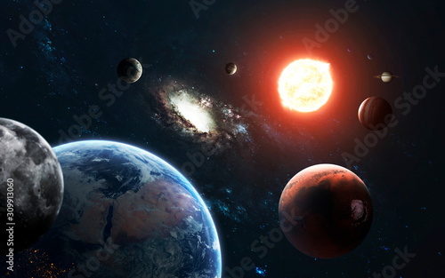 Solar system and Sun. Elements of this image furnished by NASA