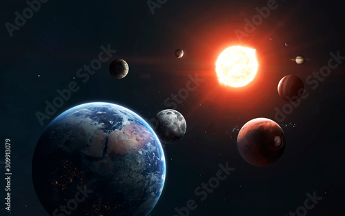 Fototapeta Naklejka Na Ścianę i Meble -  Solar system and Sun. Elements of this image furnished by NASA