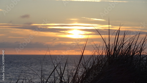 Sunset over the North Sea at Sylt in Northern Germany